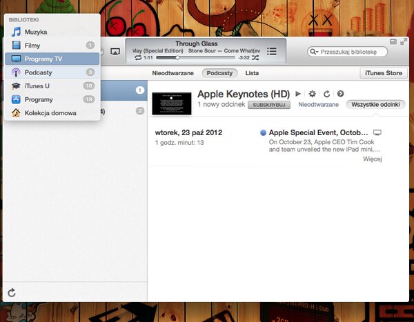 iTunes 11 szybka zmiana kategorii